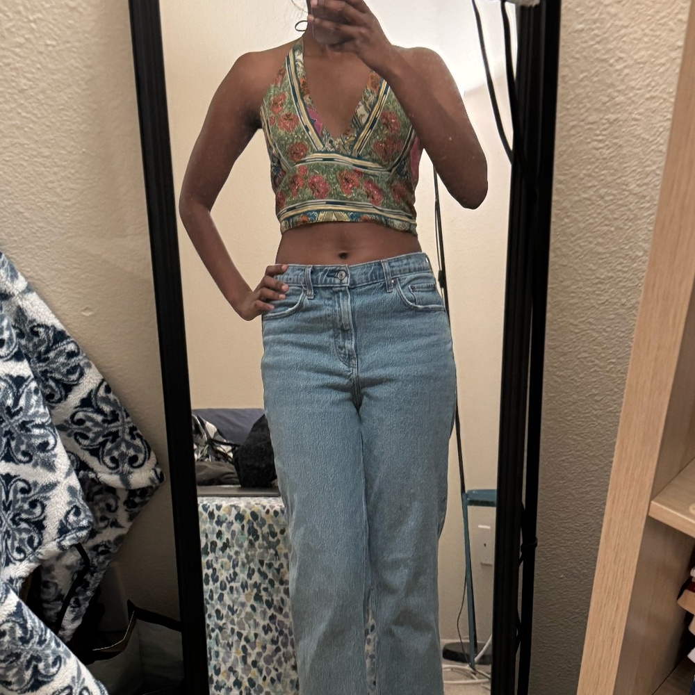 Patterned Gold Hand Made Silk Top Reversable